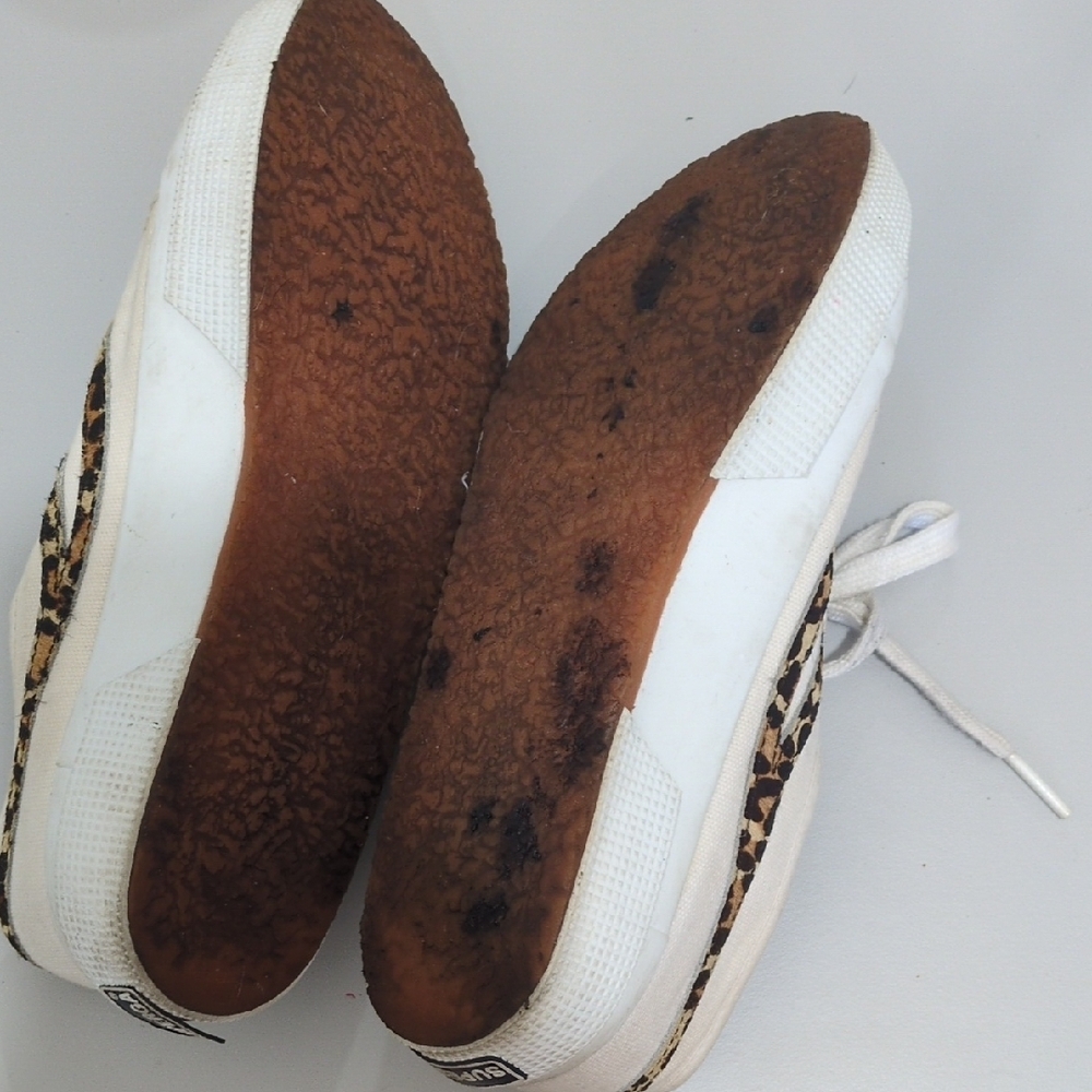 Superga Women's Sneakers - White and Tan Leopard - Picture 8 of 9